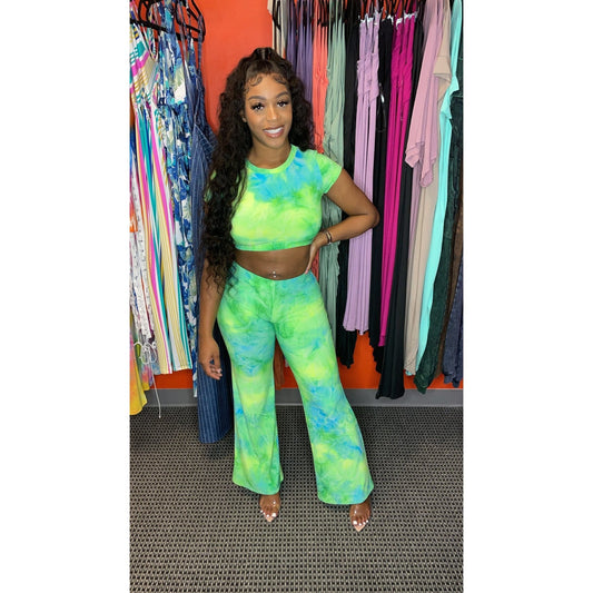 Green Tie Dye Set - Mad Swanky Kouture