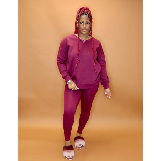 Burgundy Pullover Set - Mad Swanky Kouture