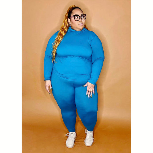 Teal Cozy Leggings Set CURVY