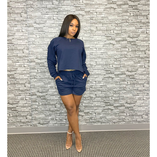 Navy Short Set - Mad Swanky Kouture